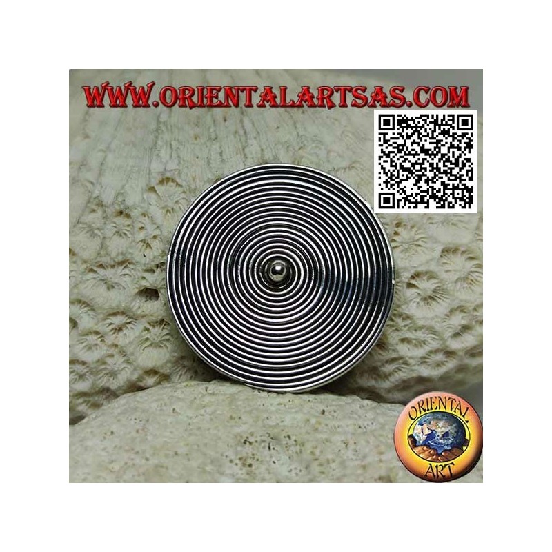 Broche espiral redondo plateado con bola central