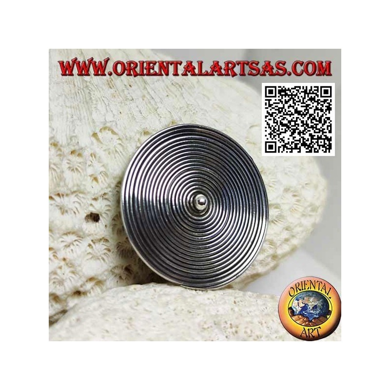 Broche espiral redondo plateado con bola central