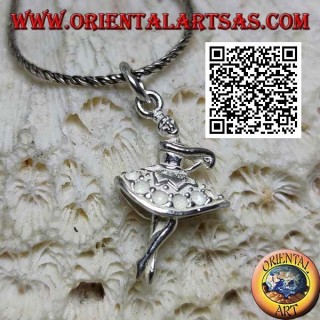 Pendentif en argent de danseuse de ballet en tutu en troisième position