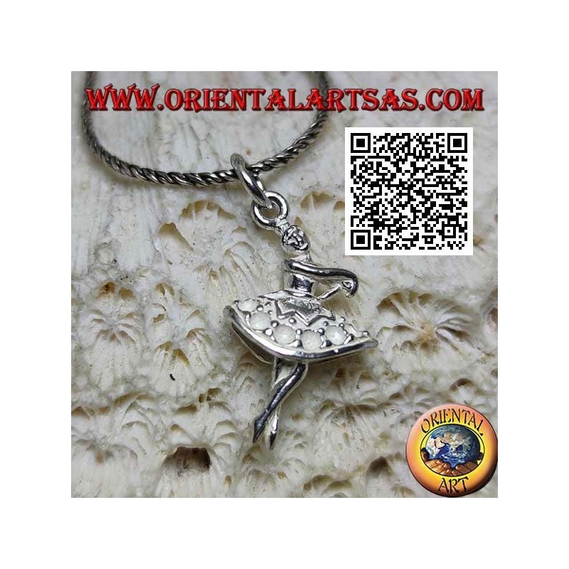 Silver pendant of ballet dancer in tutu in third position