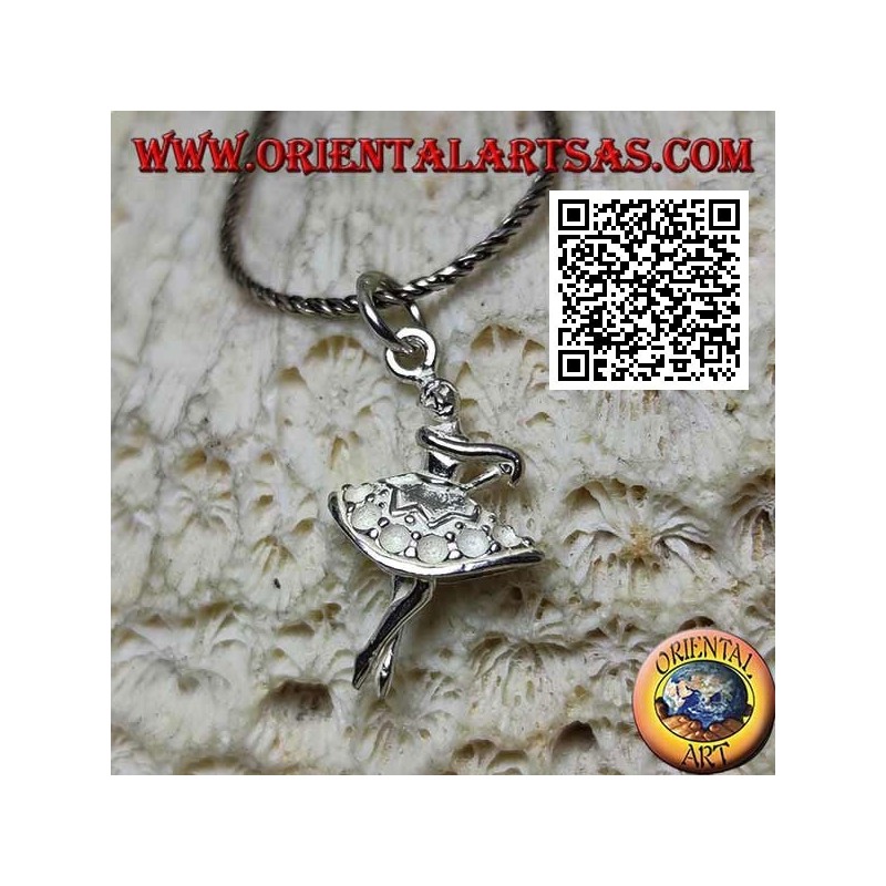 Silver pendant of ballet dancer in tutu in third position