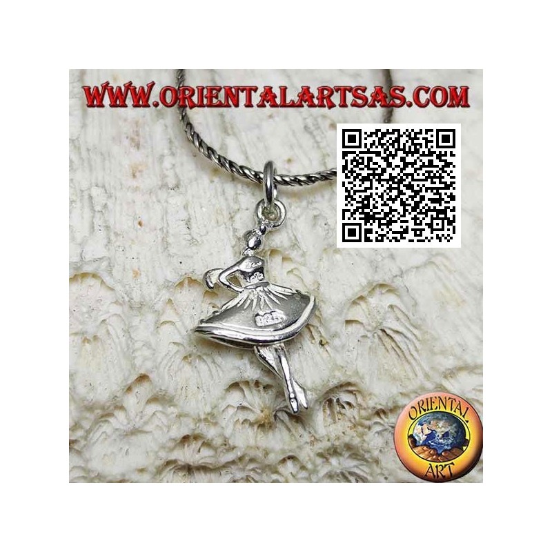 Silver pendant of ballet dancer in tutu in third position