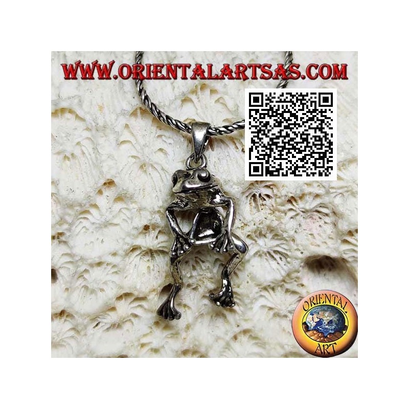 Colgante de plata en forma de rana articulado en el centro