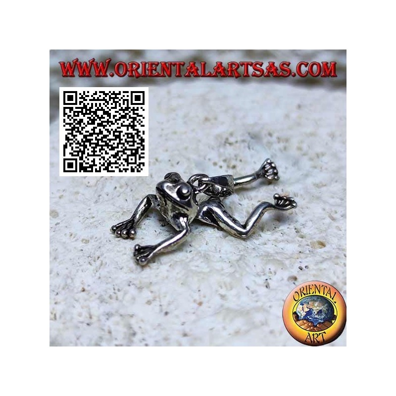Pendentif en argent en forme de grenouille articulée au centre