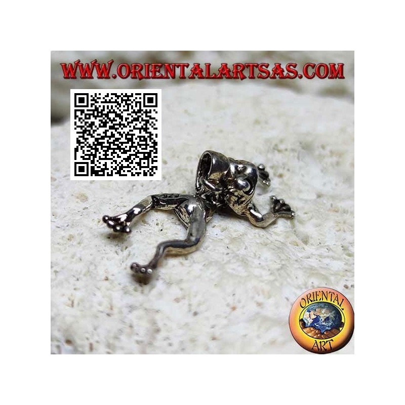 Pendentif en argent en forme de grenouille articulée au centre