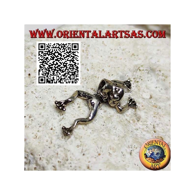 Pendentif en argent en forme de grenouille articulée au centre