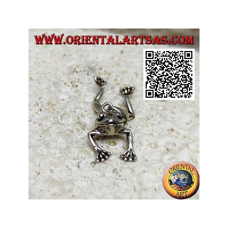 Pendentif en argent en forme de grenouille articulée au centre