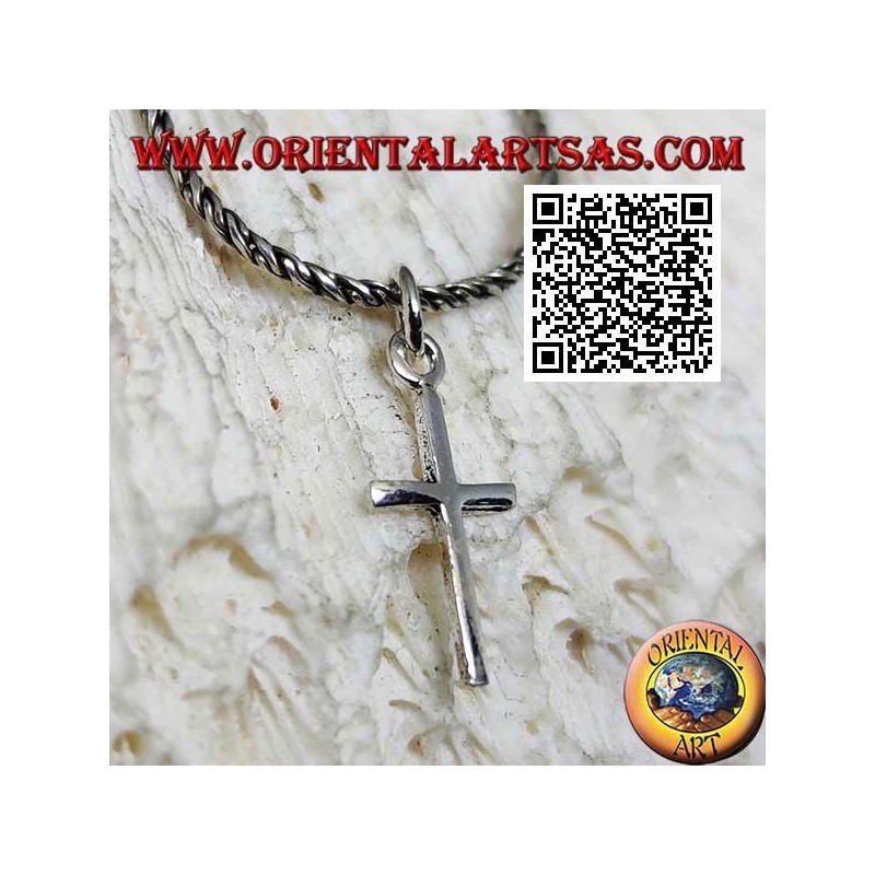 Smooth and simple immissa or latin cross silver pendant (small)
