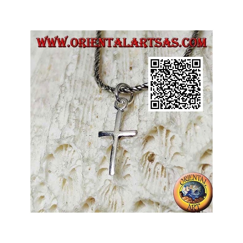 Smooth and simple immissa or latin cross silver pendant (small)