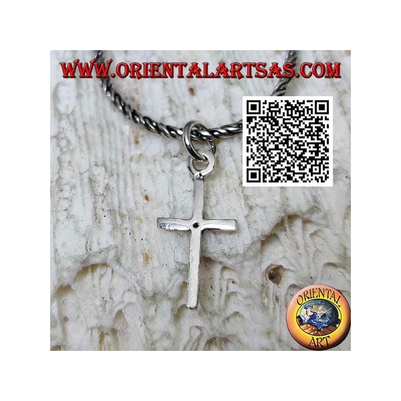 Smooth and simple immissa or latin cross silver pendant (small)