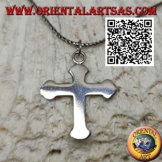 Smooth and flat orthodox cross silver pendant