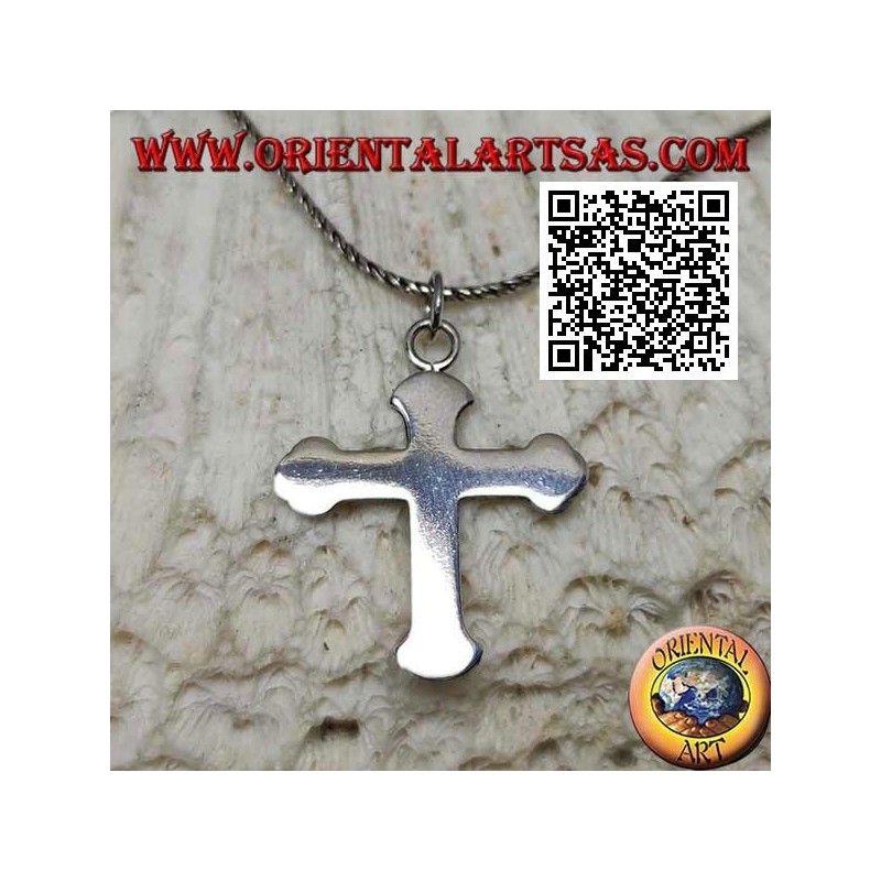 Smooth and flat orthodox cross silver pendant