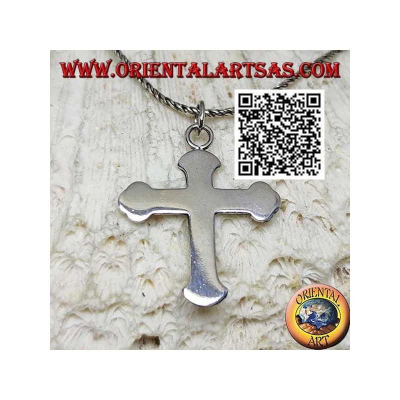 Pendentif croix orthodoxe lisse et plate en argent