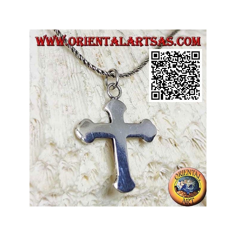 Smooth and flat orthodox cross silver pendant