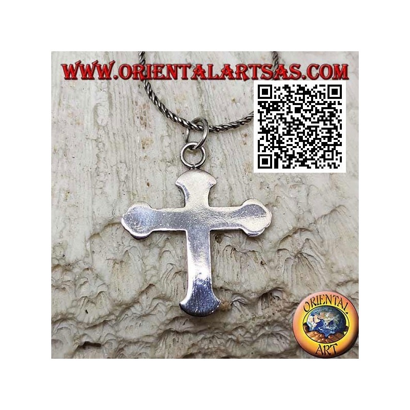 Pendentif croix orthodoxe lisse et plate en argent