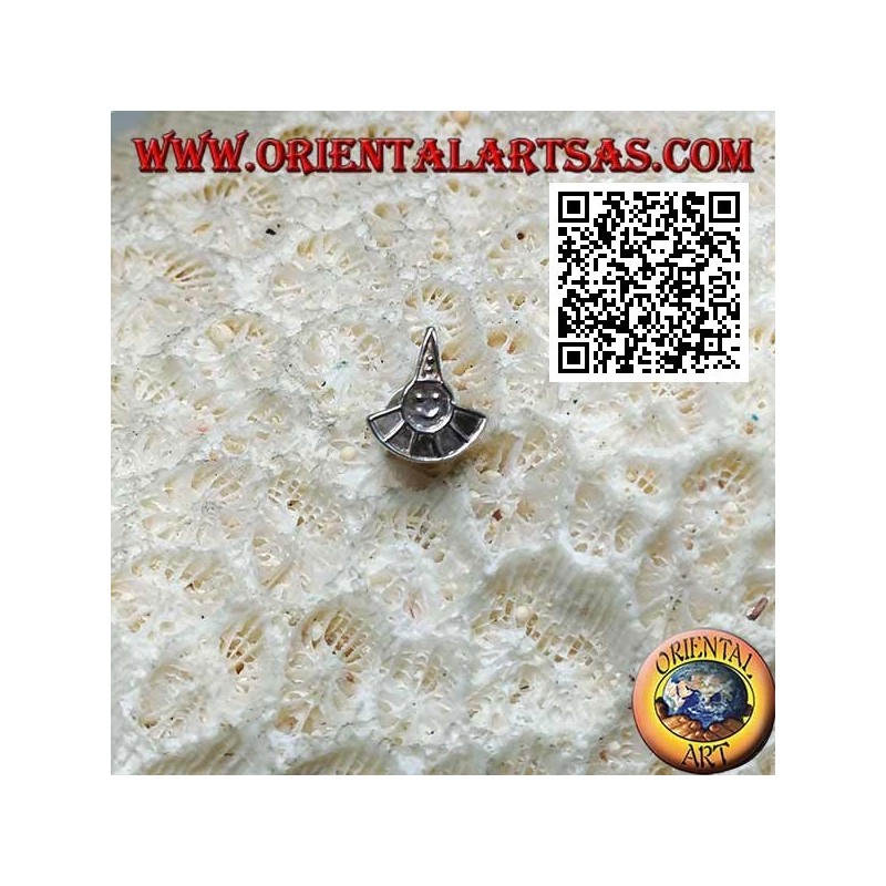 Silver mini earring, smile with conical hat and collar