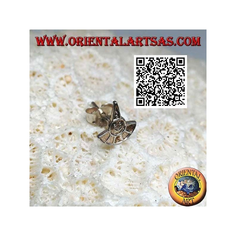 Silver mini earring, smile with conical hat and collar