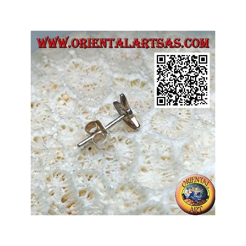 Mini orecchino in argento, smile con cappello conico e collare