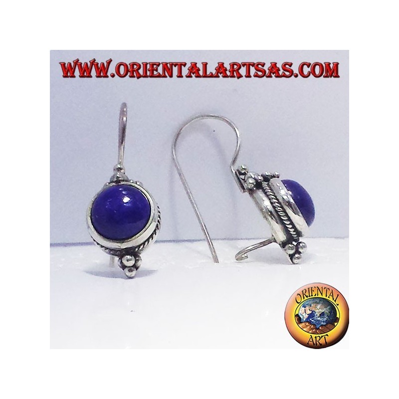 Boucles d'oreilles avec Lapis rondes, argent