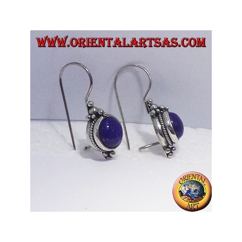 Boucles d'oreilles avec Lapis rondes, argent