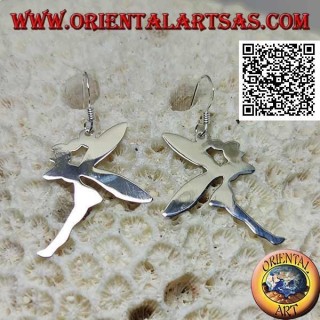 Boucles d'oreilles pendantes en argent en forme de fée "Tinker Bell" au profil lisse