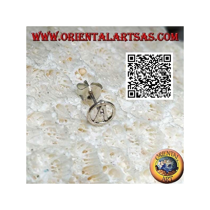 Mini silberner Ohrring, das A der Rächer im Kreis