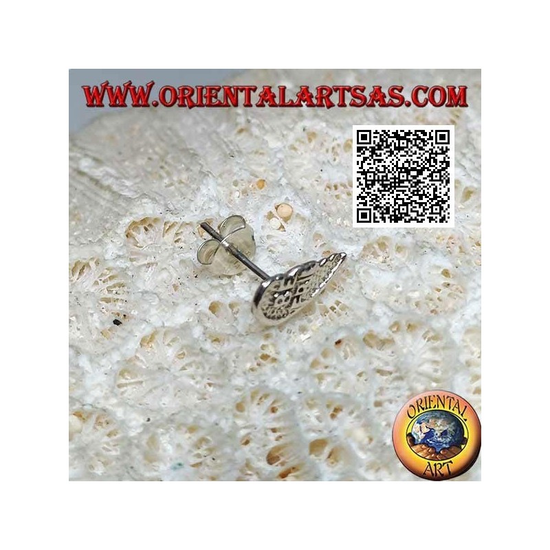 Silver mini earring, "best friends" broken heart in relief 