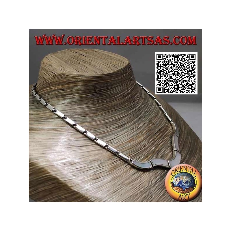 Gargantilla de plata 925 ‰, rectángulos lisos y con borde a ras de nácar (undulata)