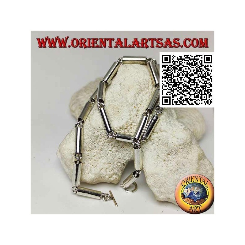 Gargantilla de plata 925 ‰, tubos lisos unidos por anillos