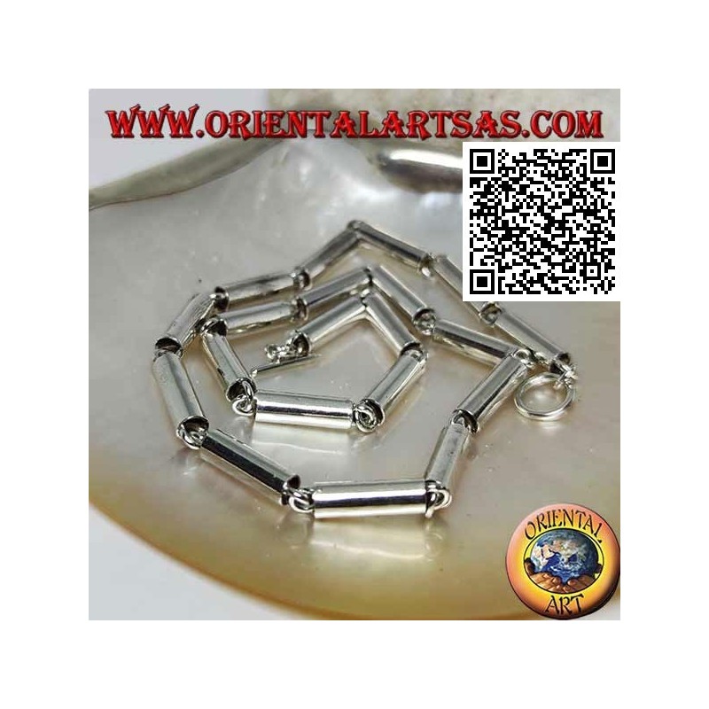Gargantilla de plata 925 ‰, tubos lisos unidos por anillos