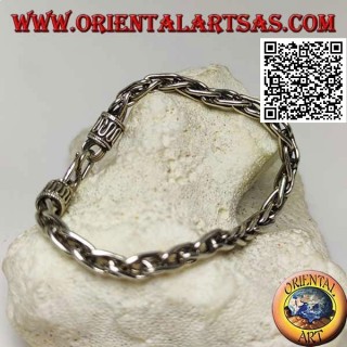 Bracciale in argento a maglia intrecciata con gancio a serpentina da 20,5 cm x 5 mm