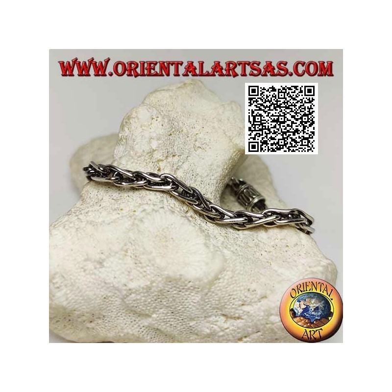Bracciale Argento Intrecciato con Gancio Serpentina | Oriental Art