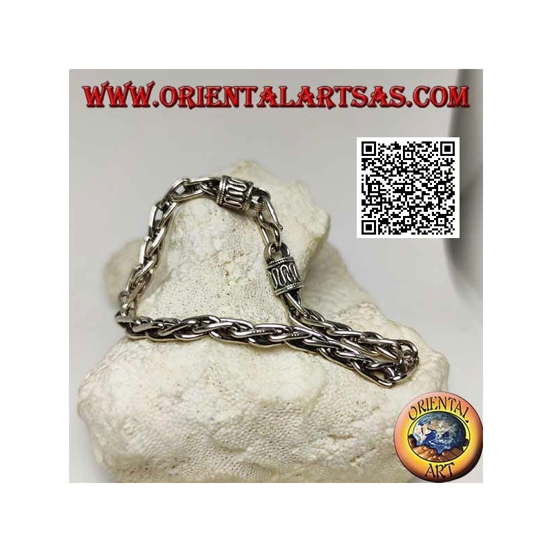 Silber gewebtes Netzarmband mit 20,5 cm x 5 mm Serpentinenhaken