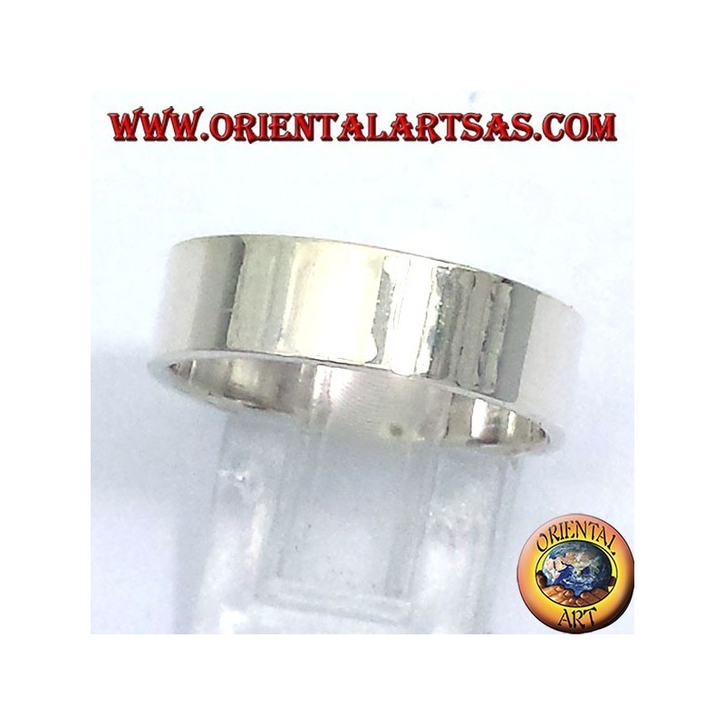 anneau bande plate 6 mm. argent