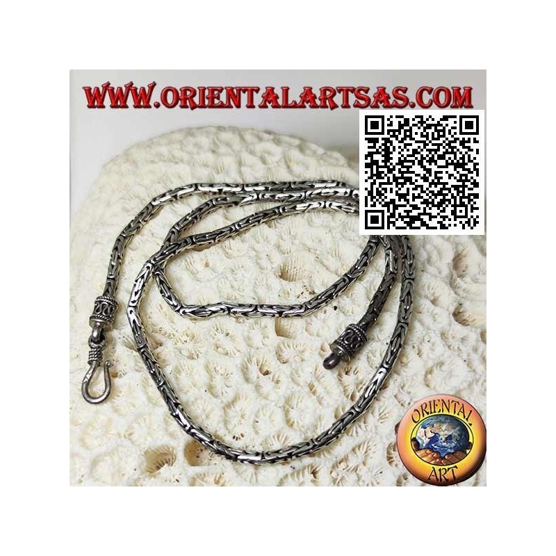 47,5 cm x 3 mm borobudur (enlace bizantino) collar de plata 925 ‰