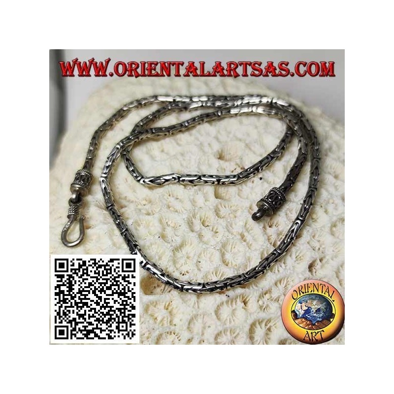Collana in argento 925 ‰ a borobudur (maglia bizantina) da 47,5 cm x 3 mm