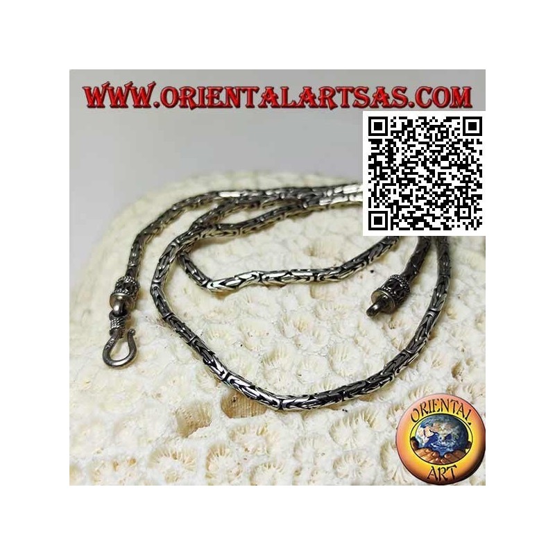 47.5 cm x 3 mm borobudur (Byzantine link) 925 ‰ silver necklace