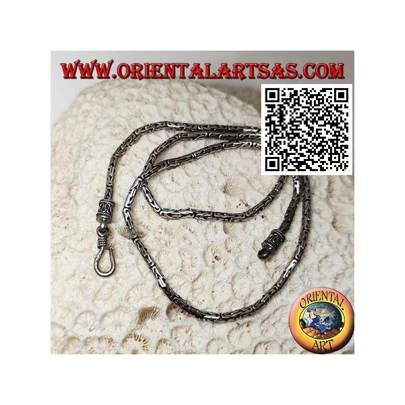 Collana in argento 925 ‰ a borobudur (maglia bizantina) da 47,5 cm x 3 mm