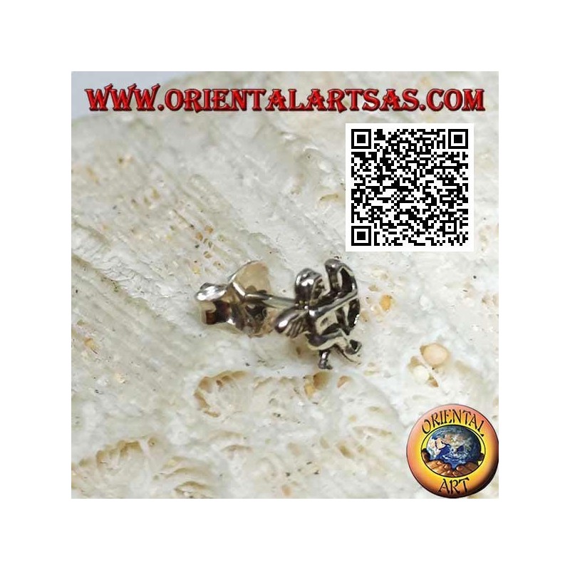 Mini silver earring, the cupid angel who shoots the arrow