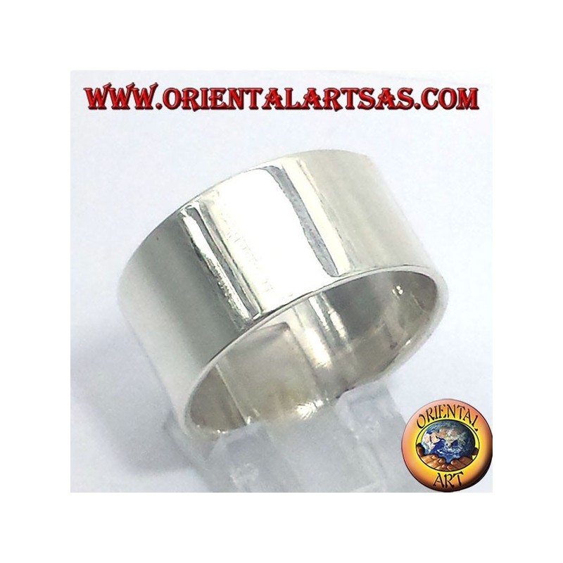 Anello in argento a fascia liscia piatta (12 mm.)