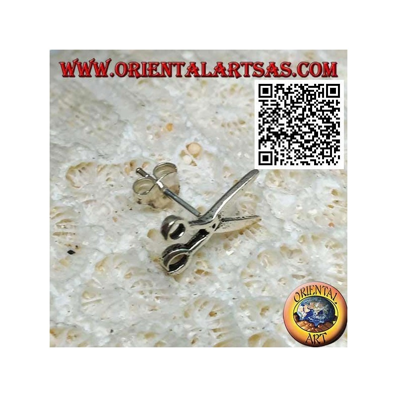 Mini silberner Ohrring, offene Schere