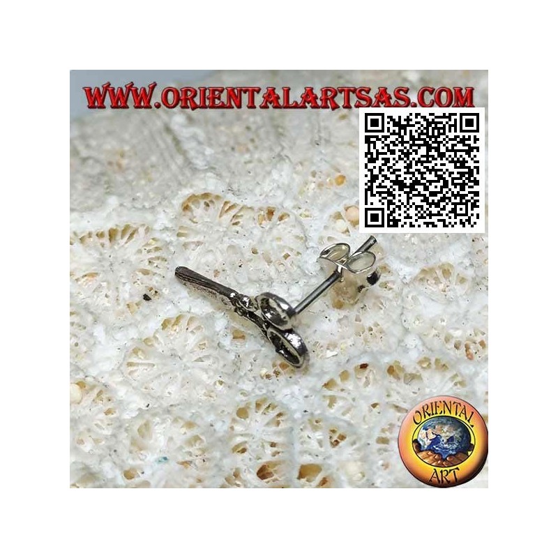 Boucle d'oreille mini en argent, ciseaux fermés