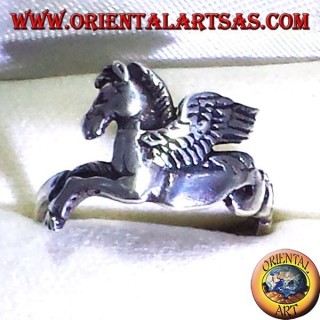 Pegasus anneau de cheval ailé, argent