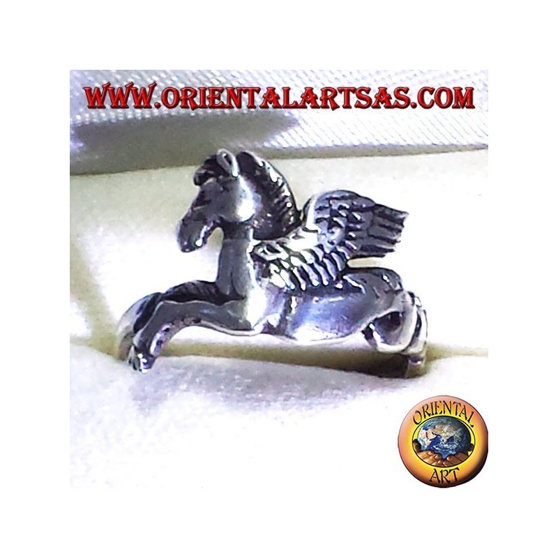 anello Pegaso   cavallo alato , in argento