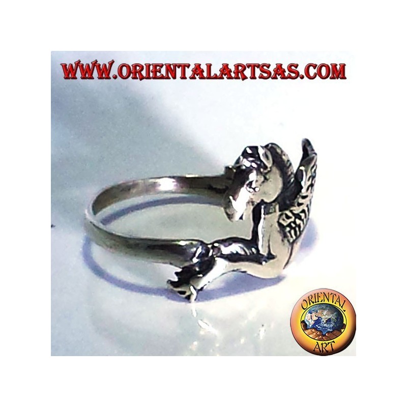 anillo caballo alado Pegaso, plata