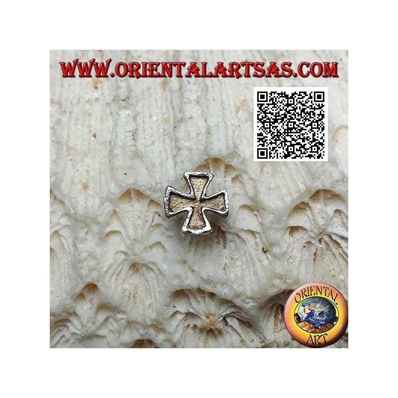 Mini boucle d'oreille en argent, croix templière concave à l'intérieur