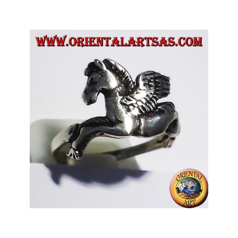 anillo caballo alado Pegaso, plata