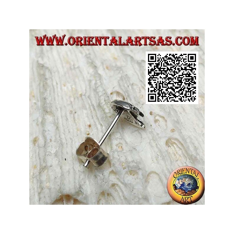 Mini silberner Ohrring, Halbmond und glatter und runder Stern