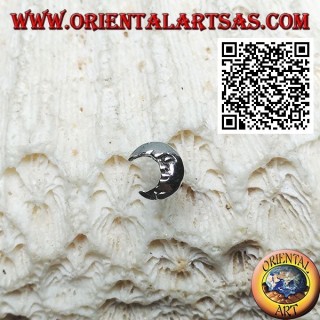 Mini boucle d'oreille en argent, croissant lisse et arrondi