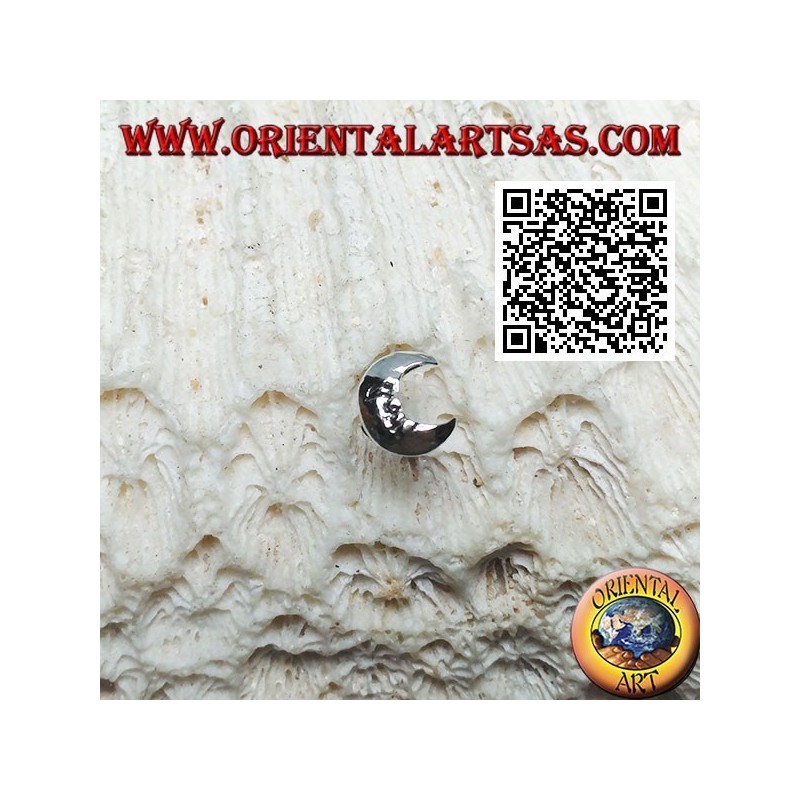 Mini silberner Ohrring, der glatte und abgerundete Halbmond